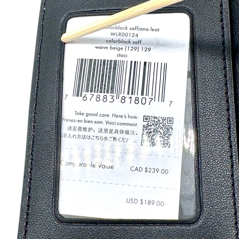Kate Spade Leila Medium Pebbled Leather Compact Bifold Wallet Tan/Black - Picture 9 of 9